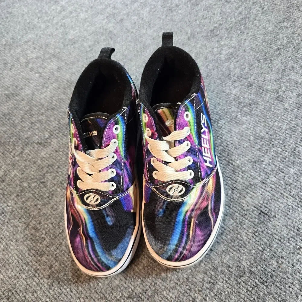 Heelys Kids Black Purple Multicolor Skate Shoes Size 4 Lace Up